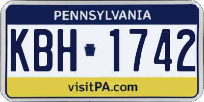 PA license plate KBH1742