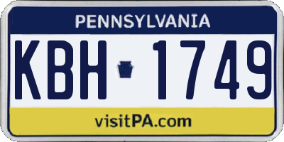 PA license plate KBH1749