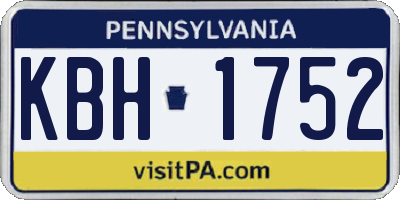 PA license plate KBH1752
