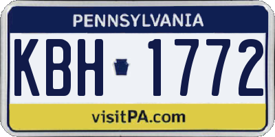 PA license plate KBH1772