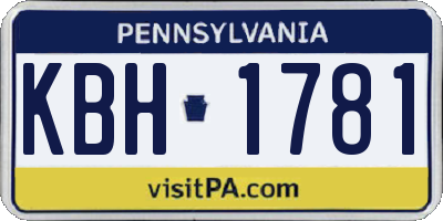 PA license plate KBH1781