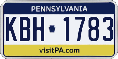 PA license plate KBH1783