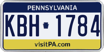 PA license plate KBH1784