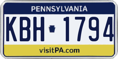 PA license plate KBH1794