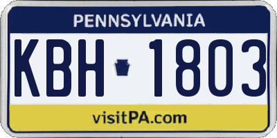PA license plate KBH1803