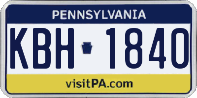 PA license plate KBH1840