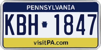 PA license plate KBH1847