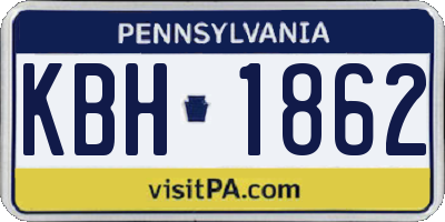 PA license plate KBH1862