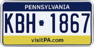 PA license plate KBH1867