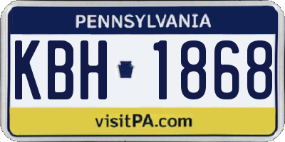 PA license plate KBH1868