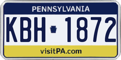 PA license plate KBH1872