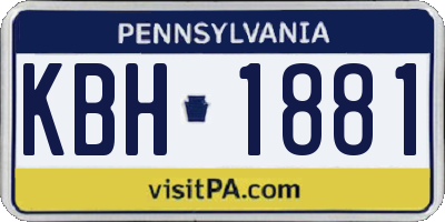 PA license plate KBH1881