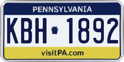 PA license plate KBH1892