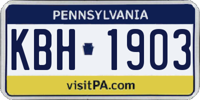PA license plate KBH1903