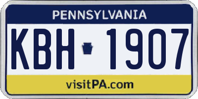 PA license plate KBH1907