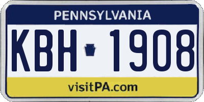 PA license plate KBH1908