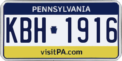 PA license plate KBH1916