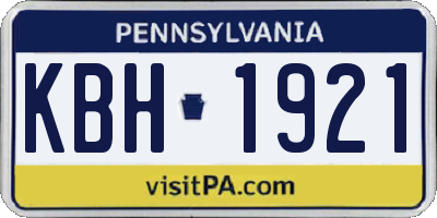 PA license plate KBH1921