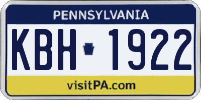 PA license plate KBH1922