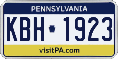 PA license plate KBH1923