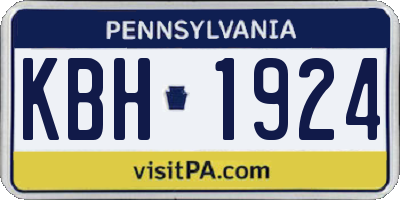 PA license plate KBH1924