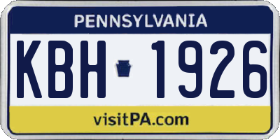 PA license plate KBH1926