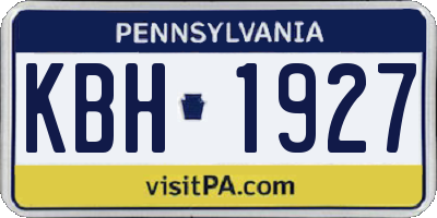 PA license plate KBH1927