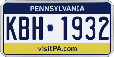 PA license plate KBH1932