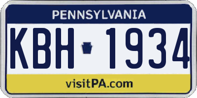 PA license plate KBH1934