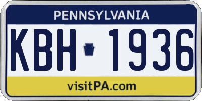 PA license plate KBH1936