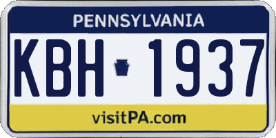 PA license plate KBH1937