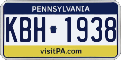 PA license plate KBH1938