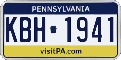 PA license plate KBH1941