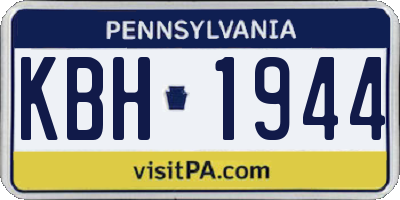 PA license plate KBH1944