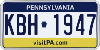 PA license plate KBH1947