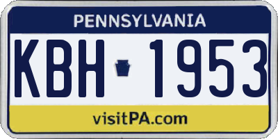 PA license plate KBH1953