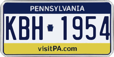 PA license plate KBH1954