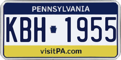 PA license plate KBH1955
