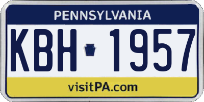 PA license plate KBH1957