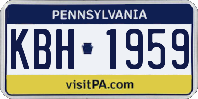 PA license plate KBH1959