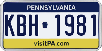 PA license plate KBH1981