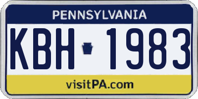 PA license plate KBH1983