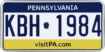 PA license plate KBH1984