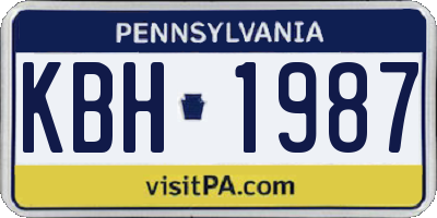 PA license plate KBH1987