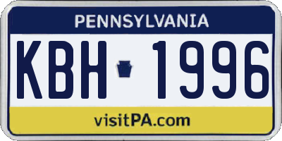 PA license plate KBH1996