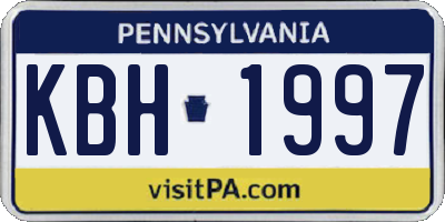 PA license plate KBH1997