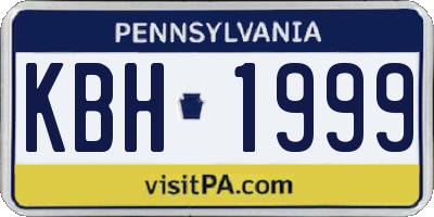 PA license plate KBH1999