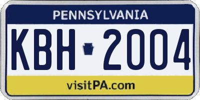PA license plate KBH2004