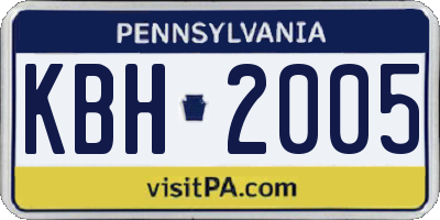 PA license plate KBH2005