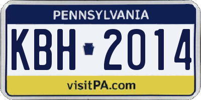 PA license plate KBH2014